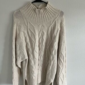 Target Cream Cowl Neck Sweater with Ribbed Knit